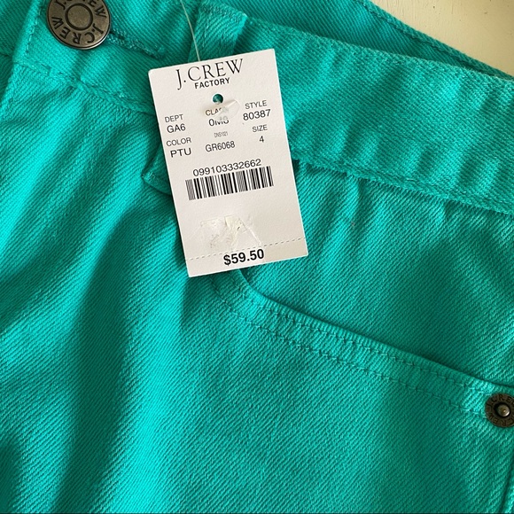 NWT J. Crew Stretch City Fit Green Denim Shorts Size 4 - Picture 6 of 8